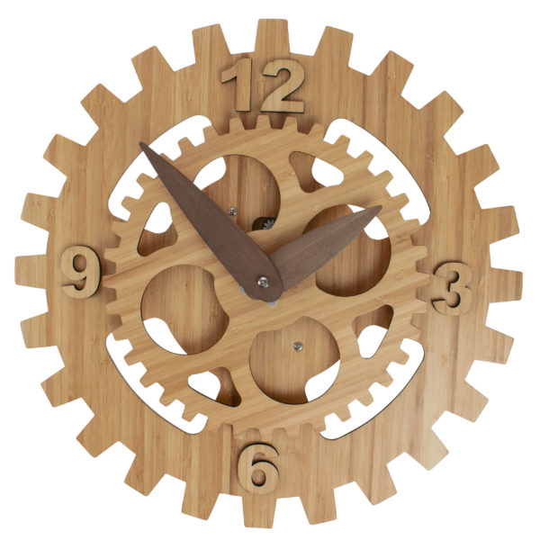 bamboo-motion-gear-wall-clock Ceas de perete din bambus