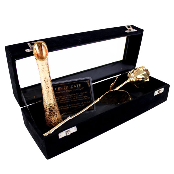 Trandafir și vază, placate cu aur de 24k Trandafir și vază, placate cu aur de 24k