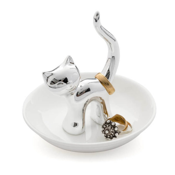Ring-holder-Gatto-silver-ceramic-1 Suport-tăviță decorativă pentru bijuterii - pisică, Balvi - imagine 3