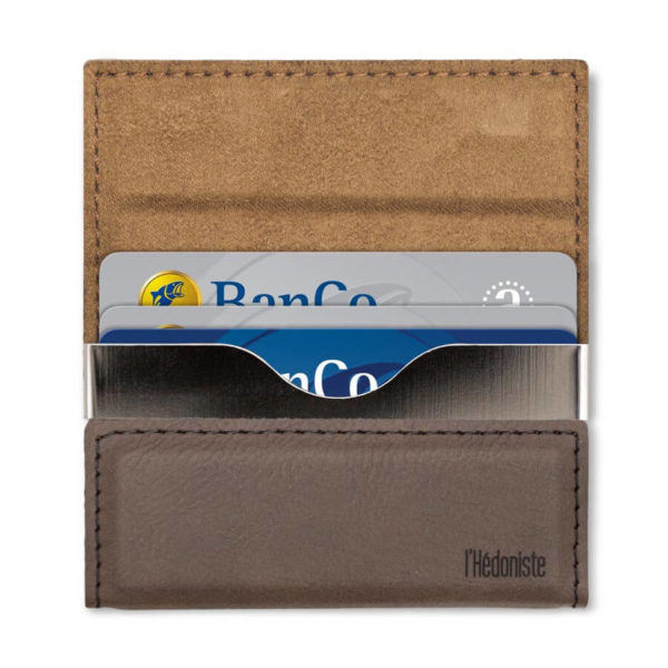 Port-card din piele/metal - maro, l'Hédoniste - imagine 2