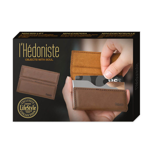 Port-card din piele/metal - maro, l'Hédoniste - imagine 5