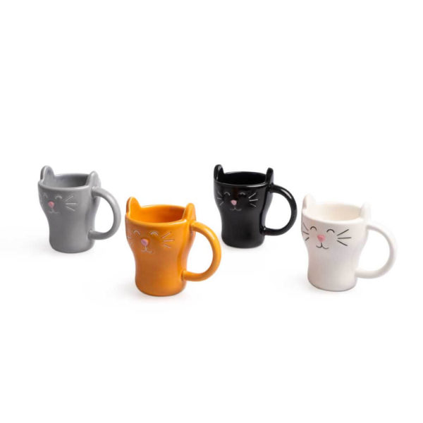 Coffee-set-Meow!-x4-assorted-colours-ceramic-1 Set 4 căni diferite culori Meow! - 4x90ml, Balvi - imagine 2