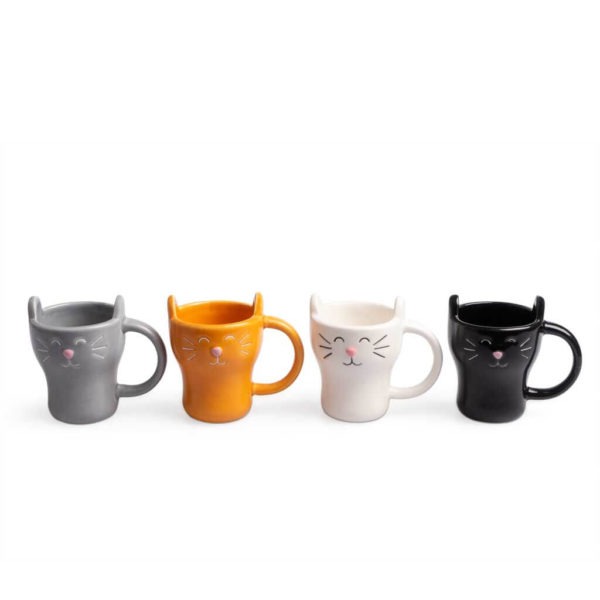 Coffee-set-Meow!-x4-assorted-colours-ceramic Set 4 căni diferite culori Meow! - 4x90ml, Balvi