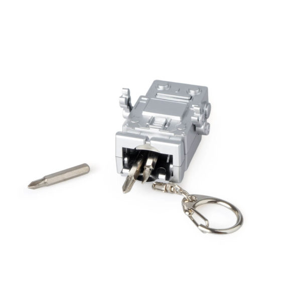 Key-ring-Robot-multifunction-with-light-silver-2 Breloc ”Roboțel” cu laternă și șurubelniță, Balvi - imagine 3
