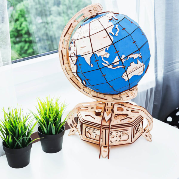 Globul - puzzle 3D - kit de asamblare, Eco-Wood-Art - imagine 2