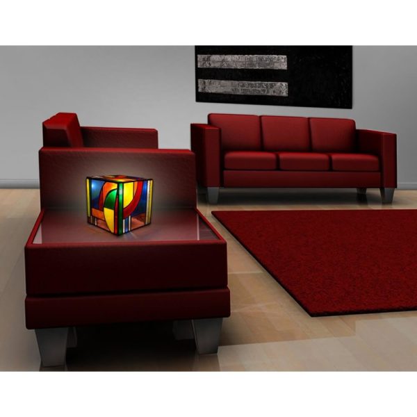 Lampă de noptieră ”Cub Kandinsky” în stil Tiffany, ADM - imagine 2