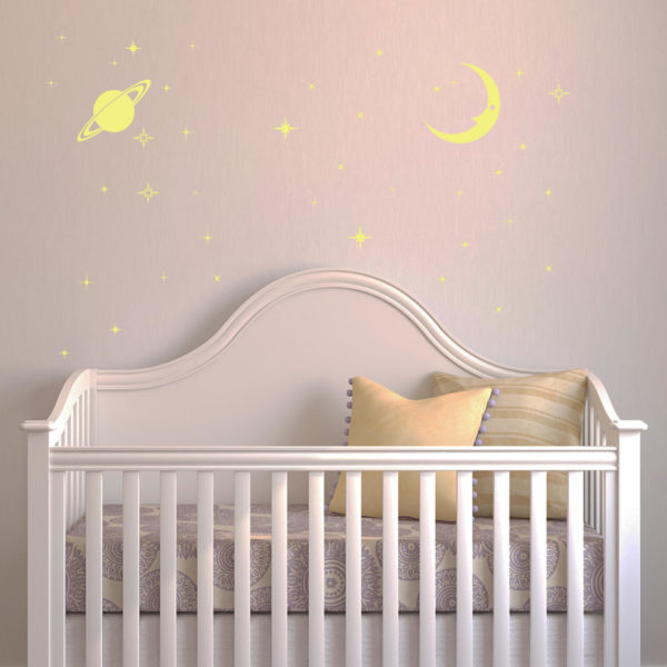 Autocolant fosforescent luna și stelele - model WS3036, Walplus - imagine 3