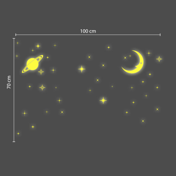 Autocolant fosforescent luna și stelele - model WS3036, Walplus - imagine 4