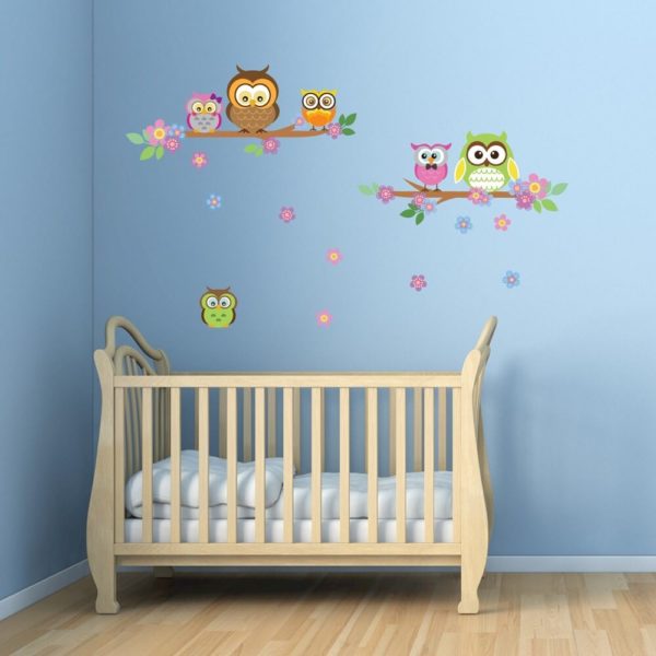 Autocolant Copac cu flori și bufnițe - model WS3027, Walplus - imagine 4