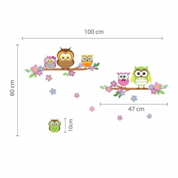 Autocolant Copac cu flori și bufnițe - model WS3027, Walplus - imagine 5