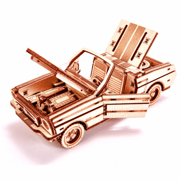 Mașină decapotabilă - puzzle 3D - kit de asamblare, Wood Trick - imagine 3