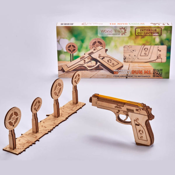 Pistol M1 - puzzle 3D - kit de asamblare, Wood Trick - imagine 3