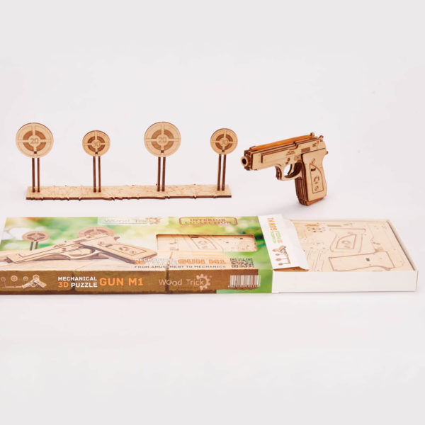 Pistol M1 - puzzle 3D - kit de asamblare, Wood Trick - imagine 5
