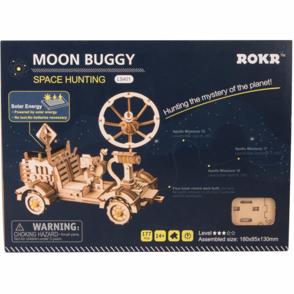 robotime-moon-buggy-solar-ls401-wooden-model-kit-diy-8 Modulul lunar – puzzle 3D solar – kit de asamblare, Robotime - imagine 9