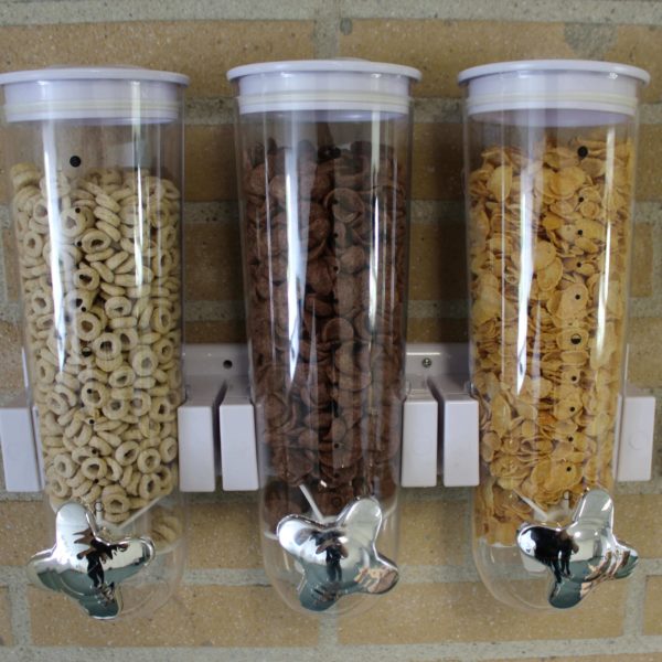 united-entertainment-wall-mounted-triple-cornflakes-dispenser-white-2 Dozator-distribuitor cereale cu 3 recipiente, United Entertainment - imagine 3