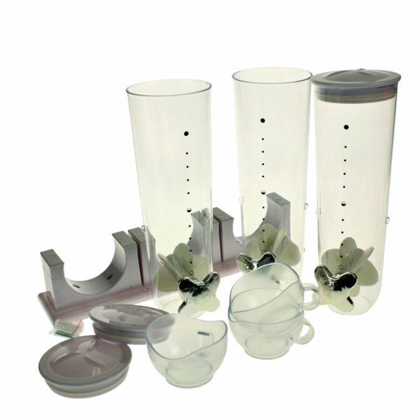 united-entertainment-wall-mounted-triple-cornflakes-dispenser-white-5 Dozator-distribuitor cereale cu 3 recipiente, United Entertainment - imagine 6