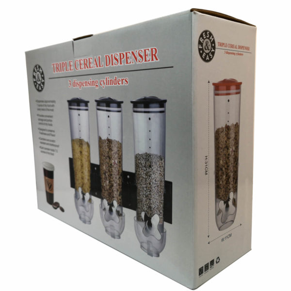 united-entertainment-wall-mounted-triple-cornflakes-dispenser-white-8 Dozator-distribuitor cereale cu 3 recipiente, United Entertainment - imagine 9