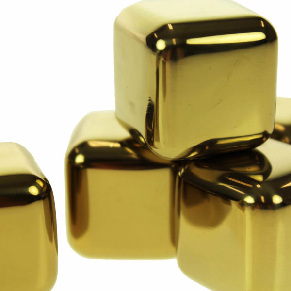 united-entertainment-whisky-stones-ss-gold-colour-set-of-8-1 Set 8 cuburi din inox pentru răcirea băuturilor, United Entertainment, auriu - imagine 2