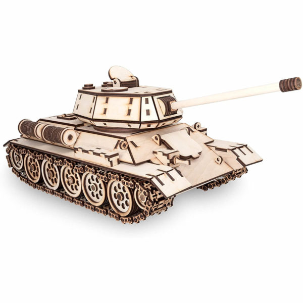 eco-wood-art-tank-T-34-wooden-model-kit Tanc T-34 - puzzle 3D - kit de asamblare