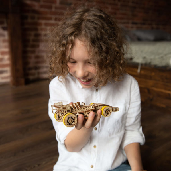 Mașină de curse Bolid - puzzle 3D - kit de asamblare, Wooden City - imagine 7