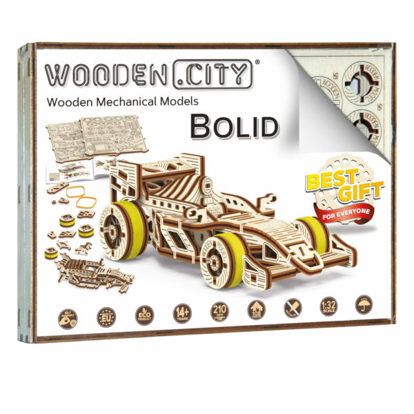 Mașină de curse Bolid - puzzle 3D - kit de asamblare, Wooden City - imagine 9