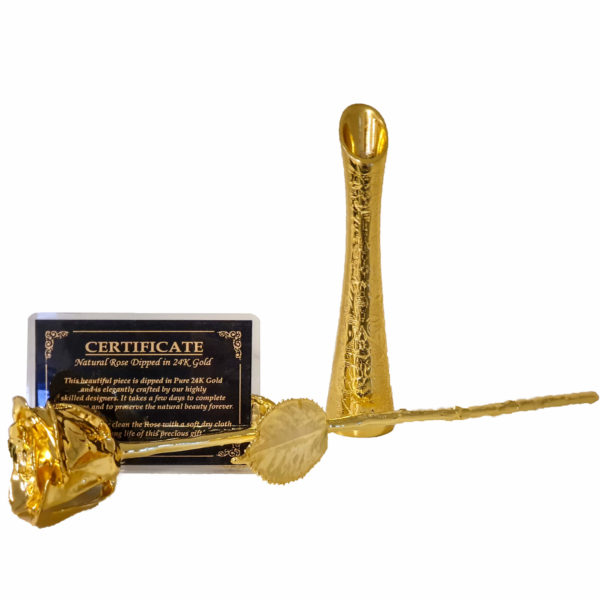 united-entertainment-golden-rose-with-golden-vase-in-red-velvet-box-4 Trandafir și vază, placate cu aur de 24k în cutie de catifea roșie, United Entertainment - imagine 5