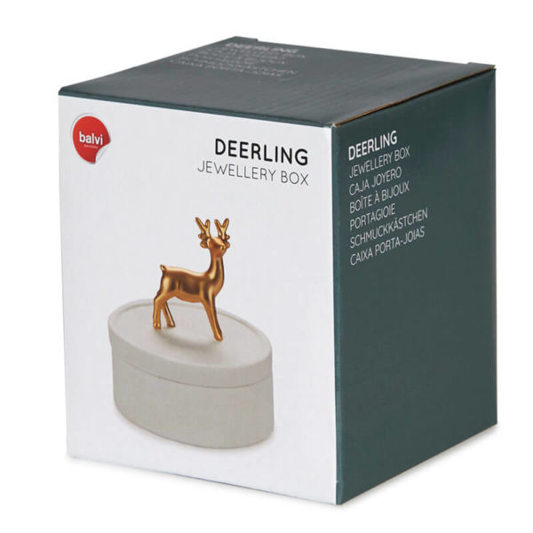 Cutie bijuterii din porțelan decorată cu un cerb auriu, Balvi - imagine 4
