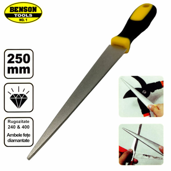 Pilă diamantată semirotundă, cu două fețe, rugozitate 240/400, BensonTools - imagine 4