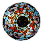 Lampă de masă decorată cu flori și fluturi în stil Tiffany, ADM - imagine 2