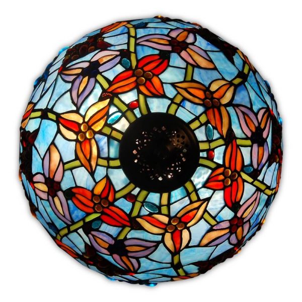 Lampă de masă decorată cu flori și fluturi în stil Tiffany, ADM - imagine 2