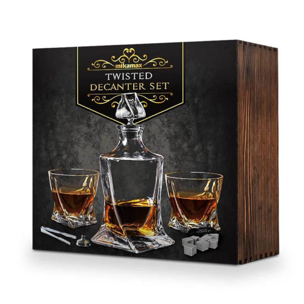 twisted-decanter-set-8 Set decantor răsucit cu două pahare, MikaMax - imagine 9